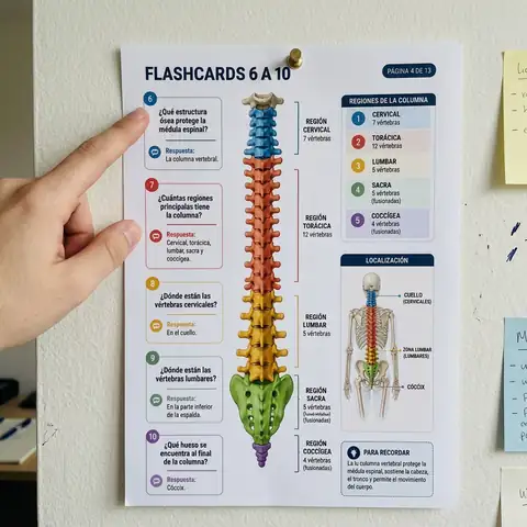 Ficha impresa de los huesos de la mano marcada con lápiz
